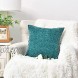 CaliTime Pack of 2 Cozy Throw Pillow Covers Cases for Couch Sofa Home Decoration Solid Dyed Soft Chenille 18 X 18 Inches Teal
