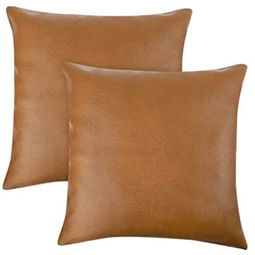 CDWERD 2pcs Modern Faux Leather Throw Pillow Covers for Couch Sofa Bed 18 x 18 Inches