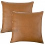 CDWERD 2pcs Modern Faux Leather Throw Pillow Covers for Couch Sofa Bed 18 x 18 Inches
