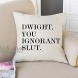 CHICCAT Cotton Linen Throw Pillow Case Dwight You Ignorant S… Home Decor Wedding Gift Engagement Present Housewarming Gift Cushion Cover 18 X 18