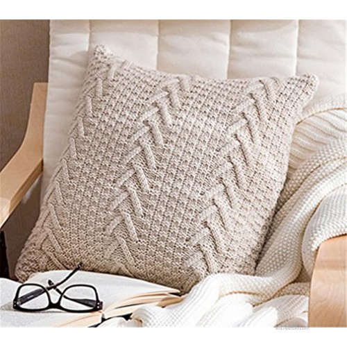 Decorative Cotton Knitted Pillow Case Cushion Cover Double-Cable Warm Throw Pillow Covers for Bed Couch 18 X 18