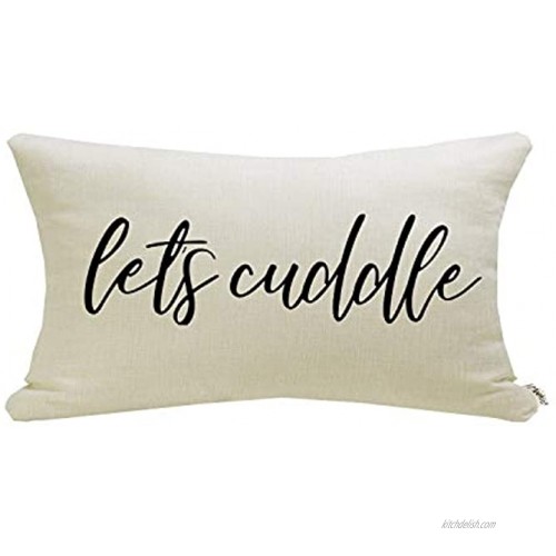 Farmhouse Pillow Covers with Let’s Cuddle Quote 12 x 20 Farmhouse Rustic Décor Lumbar Pillow Covers with Saying Housewarming Gifts Family Room Décor