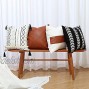 GALMAXS7 Boho Throw Pillow Covers 18 x 18 Set of 4 Modern Stripe Geometric Farmhouse Decorative Pillow Cover Sets for Pillows Couch Sofa Bed,Faux Leather Black and White Pillow Covers