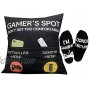 Gaming Room Décor Pocket Design Gamer’s Spot 18X18Inch Throw Pillow Covers 18 x 18 Inch + Gamer Socks Stocking Stuffers Gaming Gifts Easter Basket Stuffers for Teen Boys Girls Men Father Boyfriends