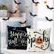Halloween Decorations Pillow Covers 18x18 Set of 4 for Halloween Decor Indoor Outdoor Party Supplies Farmhouse Home Decor Throw Pillows Cover Spider Web Cat Pumpkin Ghost Decorative Cushion Case