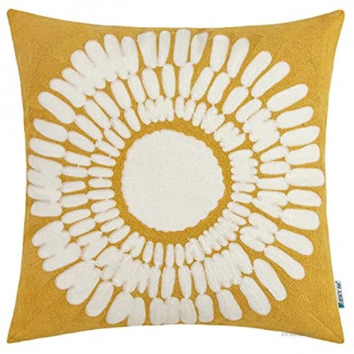HWY 50 Yellow Decorative Throw Pillow Covers 18x18 inch for Couch Bedroom Indoor Bed Embroidered Squrae Throw Pillow Cases Cushion cover Farmhouse Accent Modern Big Sunflower Pattern Single piece
