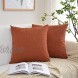 Kevin Textile Decor Solid Decorative Toss Euro Pillow Cover Case Striped Corduroy Cushion Cover for Sofa Burnt Brick 18x18-inch 45cm 2 Pieces