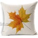 LEIOH Fall Decor Cotton Linen Leaves,Maple Leaf Autumn Decorations Cushion Covers 18 x 18 Inch Sofa Home Decor Throw Pillow Case for Bed Pillow Covers Set of 4
