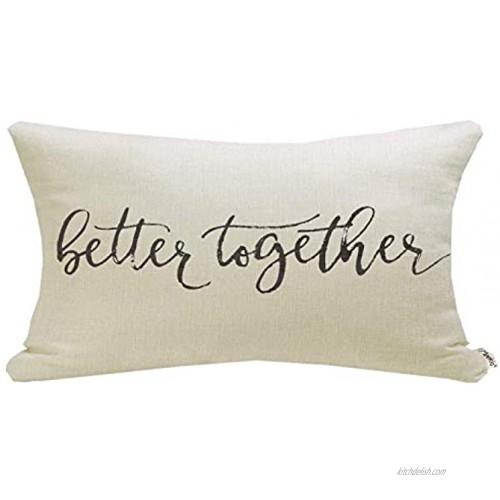 Meekio Farmhouse Pillow Covers with Better Together Quote 12 x 20 Farmhouse Rustic Décor Lumbar Pillow Covers with Saying Housewarming Gifts Family Room Décor