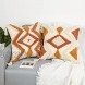 Merrycolor Boho Throw Pillow Covers 18x18 Decorative Pillow Covers with Tassels Woven Tufted Bohemian Pillow Covers for Couch Sofa Bedroom Living Room Orange