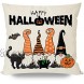 PANDICORN Happy Halloween Pillows Covers 18x18 Set of 4 for Fall Decorations Black Cat Pumpkins Gnomes Ghost Trick or Treat Orange and Black Stripe Decorative Throw Pillow Cases Indoor Outdoor Decor