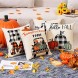 Tosewever Fall Pillow Covers 18x18 Set of 4 Buffalo Check Plaid Pumpkin Happy Y'all Thanksgiving Autumn Maple Leaf Decorations Pillow Cushion Case for Sofa Couch Bed Home Outdoor Car Black & White