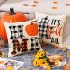 Tosewever Fall Pillow Covers 18x18 Set of 4 Buffalo Check Plaid Pumpkin Happy Y'all Thanksgiving Autumn Maple Leaf Decorations Pillow Cushion Case for Sofa Couch Bed Home Outdoor Car Black & White