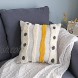 VANNCIO Boho Tufted Throw Pillow Cover with Handwoven Stripes Linen Cotton Simple Decorative Cushion Case for Couch Sofa 18x18 inches 1 PCMustard Yellow