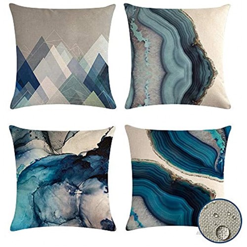 VIGVOG Set of 4 Outdoor Pillow Covers Waterproof Decorative Blue Patio Garden Cushion Cover Sofa Pack of 4 Pillow Case 18 X 18 Inch Waterproof-5