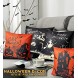 WUJOMZ Halloween Pillow Covers 18x18 Inch Set of 4，Halloween Throw Pillow Cases for Halloween Decorations，Fall Holiday Halloween Decor for Home Office Sofa Couch Car Orange and Black