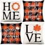 YGEOMER Fall Pillow Covers 18x18 Set of 4 Autumn Farmhouse Buffalo Plaid Love Home Pillow Covers Pumpkin Leaves for Sofa Couch Farmhouse Thanksgiving Fall Decorations Throw Pillow Covers