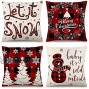 ZJHAI Christmas Pillow Covers 18×18 Inch Set of 4 Farmhouse Black and Red Buffalo Plaid Pillow Covers Holiday Rustic Linen Pillow Case for Sofa Couch Christmas Decorations Throw Pillow Covers