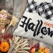 ZJHAI Halloween Pillow Covers 18x18 Inch Set of 4 Black Buffalo Plaid Pillow Covers Holiday Rustic Linen Pillow Case for Sofa Couch Halloween Decorations Throw Pillow Covers