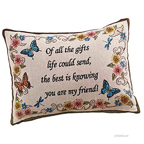 Collections Etc My Friend Tapestry Weave Throw Pillow Decorative Gift Butterflies Flowers Written Message