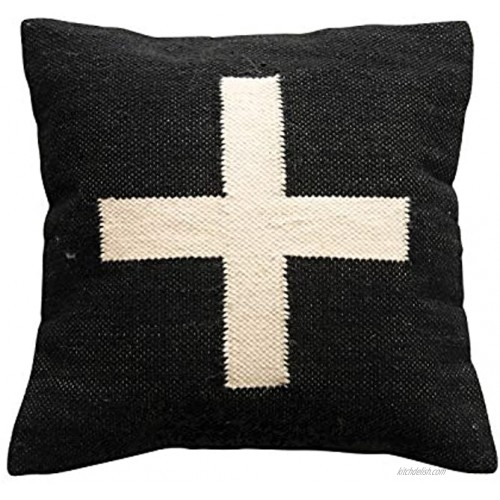 Creative Co-Op Wool Blend Swiss Cross Black & Cream Color Pillow 1 Count Pack of 1