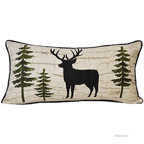 Donna Sharp Throw Pillow Painted Deer Lodge Decorative Throw Pillow with Deer in Forest Pattern Rectangle