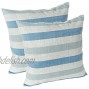 Klear Vu Liza Coastal Linen Decorative Throw Pillow 18 x 18 Set of 2 Stripe Blue 2 Count