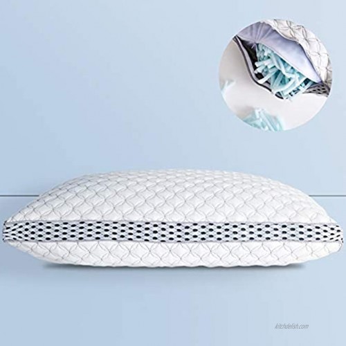 LIANLAM King Memory Foam Pillow for Sleeping Shredded Bed Bamboo Cooling Pillow with Adjustable Loft 4D Design Hypoallergenic Washable Removable Derived Rayon Zip Cove King