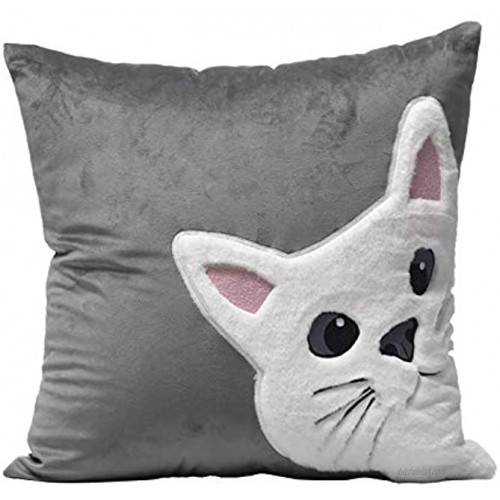 Little Funny Cat Pillows Decorative Cat Throw Pillows Cover Velvet Pillows Couch Cute Throw Pillows Elegant Throw Pillows for Bed Living Room Sofa Car Couch 18x18 Inch