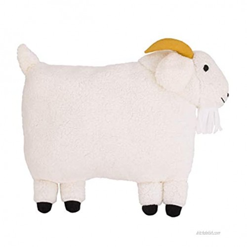 Little Love by NoJo Plush Sherpa Ivory Goat Decorative Throw Pillow with 3D Ears and Dimensional Horns