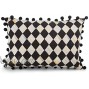 MacKenzie-Childs Courtly Harlequin Pom-Pom Decorative Lumbar Pillow Checkered Rectangle Throw Pillow