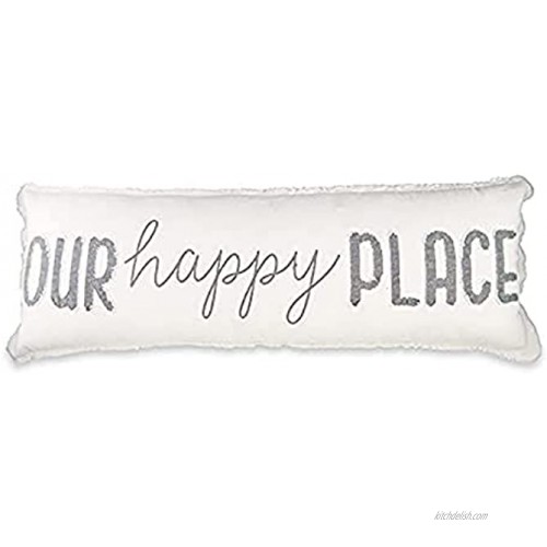 Mud Pie Our Happy Long Pillow 1 Count Pack of 1 White