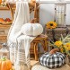 Phantoscope Halloween & Thanksgiving Teddy Fleece Pumpkin Throw Pillows Ultra Soft Sherpa Decorative Cute 3D Shaped Cushion White 6 x 12 inches