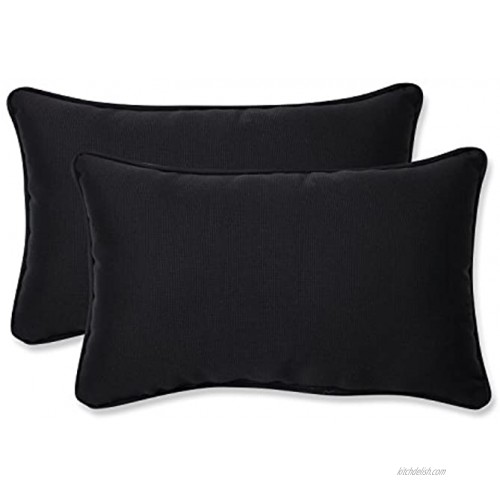 Pillow Perfect Outdoor Indoor Fresco Lumbar Pillows 11.5 x 18.5 Black 2 Pack