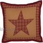 VHC Brands Ninepatch Star Quilted Pillow 12x12 Country Bedding Accessory Burgundy