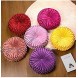 XQ HOUSE Round Velvet Pillow for Couch Small Handmade Decorative Throw Pillow for Bed Bedroom 13.7” Yellow