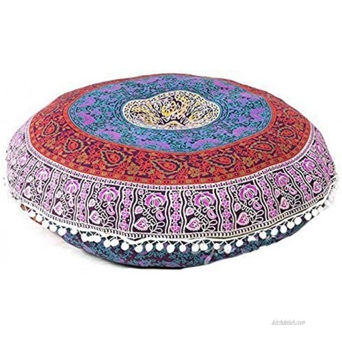 32 Mandala Hippie Floor Pillows Cushion Seating Throw Round Boho Home Beach Picnic Decorative Pouf Large Sham Psychedelic Hall Bedroom Design Yoga Ottomans Modern Outdoor Cotton Fabric Cover Only