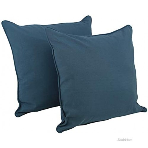 Blazing Needles Double-Corded Solid Twill Square Floor Pillows with Inserts Set of 2 25 Indigo