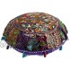 DK Homewares Indian Bohemian Floor Pillow Cover Purple 28 Inch Patchwork Seating Pouffe Footstool Home Decor Embroidered Vintage Cotton Round Floor Cushions Seating for Adults 28x28
