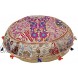 DK Homewares Indian Ethnic Floor Cushion Adult Beige 40 Inch Patchwork Lounger Ottoman Stool Home Decor Embroidered Vintage Cotton Round Floor Pillow Boho 40x40