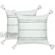 E DECOR Throw Pillows Cushion Covers New Stripe Set of 2 Hand WOVEN18X18 100% Cotton for Couch Sofa Bed Living Room with POM POM White Grey Stripes