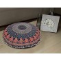 Glamorousfashion Indian Large Mandala Floor Pillow Comfortable Home Car Bed Sofa Large Mandala Floor Pillows Round Bohemian Meditation Cushion Cover Ottoman Pouf Cover Navy Blue