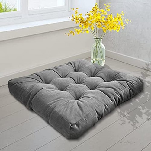 HM&DX Thicken Floor Pillows Seating for Adults,Large Solid Square Seat Cushion Pad for Office Dining Chair,Soft Pouf Tufted Corduroy Yoga Meditation Cushion Pillow-Grey 53x53cm21x21inch