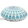 Large 32 Round Pillow Cover Decorative Mandala Pillow Sham Indian Bohemian Ottoman Poufs Pom Pom Pillow Cases Outdoor Cushion Cover Pattern 5