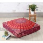 Madhu International Tapestry Floor Pillow Sham Made of 100% Cotton Decorative Tapestry Cushion Cover Tapestry Floor Pillow Covers Pouf Covers for Living Room Bedroom 35” x 35” Maroon