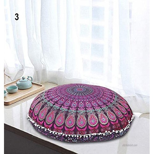 Mandala Floor Pillow Cushion Seating Throw Cover Hippie Decorative Cover Size 32 Round Pouf Cover