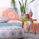 Mandala Life ART Bohemian Pouf Ottoman Cover Luxury Artisan Room Décor Pouffe for Meditation Yoga and Boho Chic Seating Area Stool Floor Pillow Case – Accent Your Living Room Bedroom