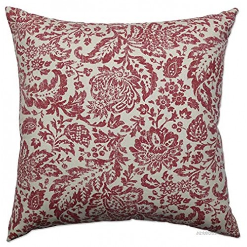 Pillow Perfect Damask Decorative Square Floor Pillow 24.5-Inch by 24.5-Inch Red Tan