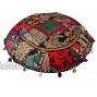 Rajasthani Handmade 22 Round Colorful Decorative Floor Pillow Cover Meditation Patchwork Patchwork Cushion Seating Accent Boho Chic Indian Handmade Cover ONLY22 Black