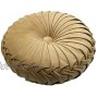 Round Floor Cushions 13.7 Pouf Solid Color Velvet Meditation Cushion Pumpkin Throw Pillow Pleated Meditation Pillow for Living Home Sofa Chair Bed Car Decor Beige